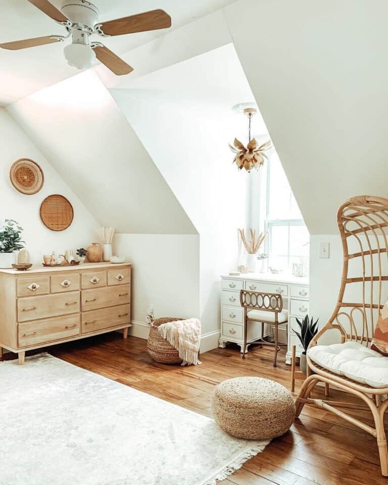 Vintage Boho Room With White Walls