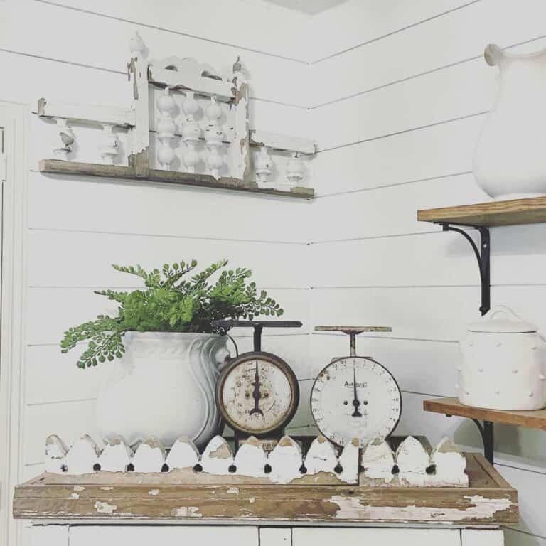Vintage Farmhouse Display With Rustic Accents