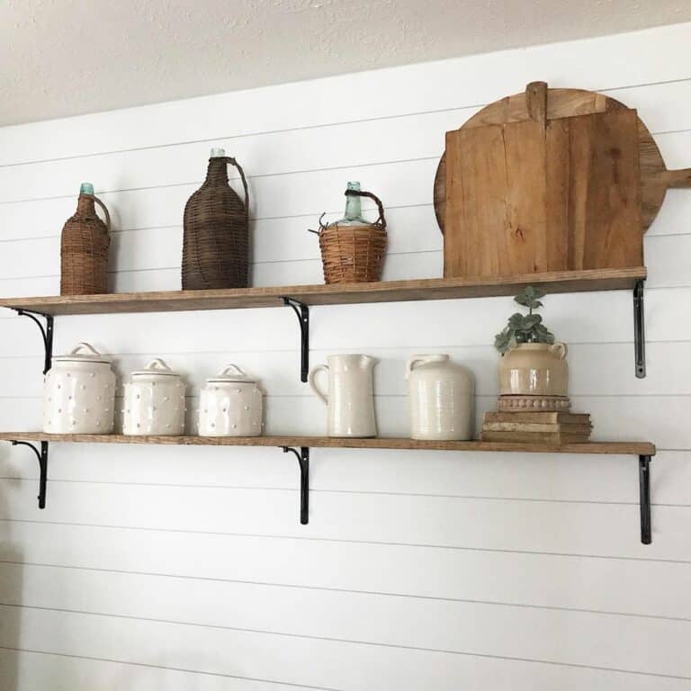 Vintage Leather Jugs and Off-white Canisters