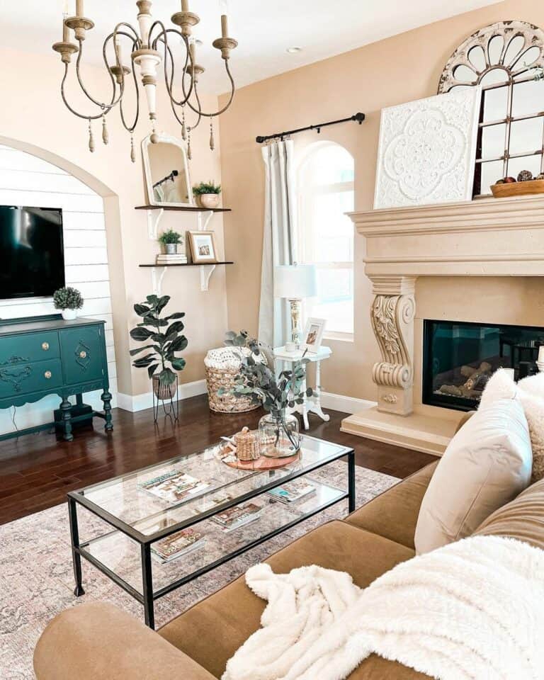 Vintage TV Room With Neutral Tones
