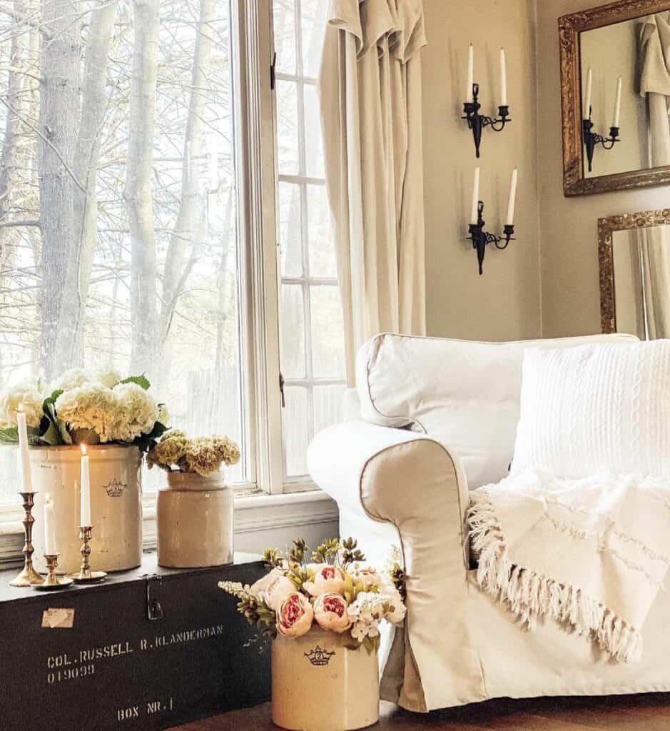 Vintage Trunk Beside Living Room Window