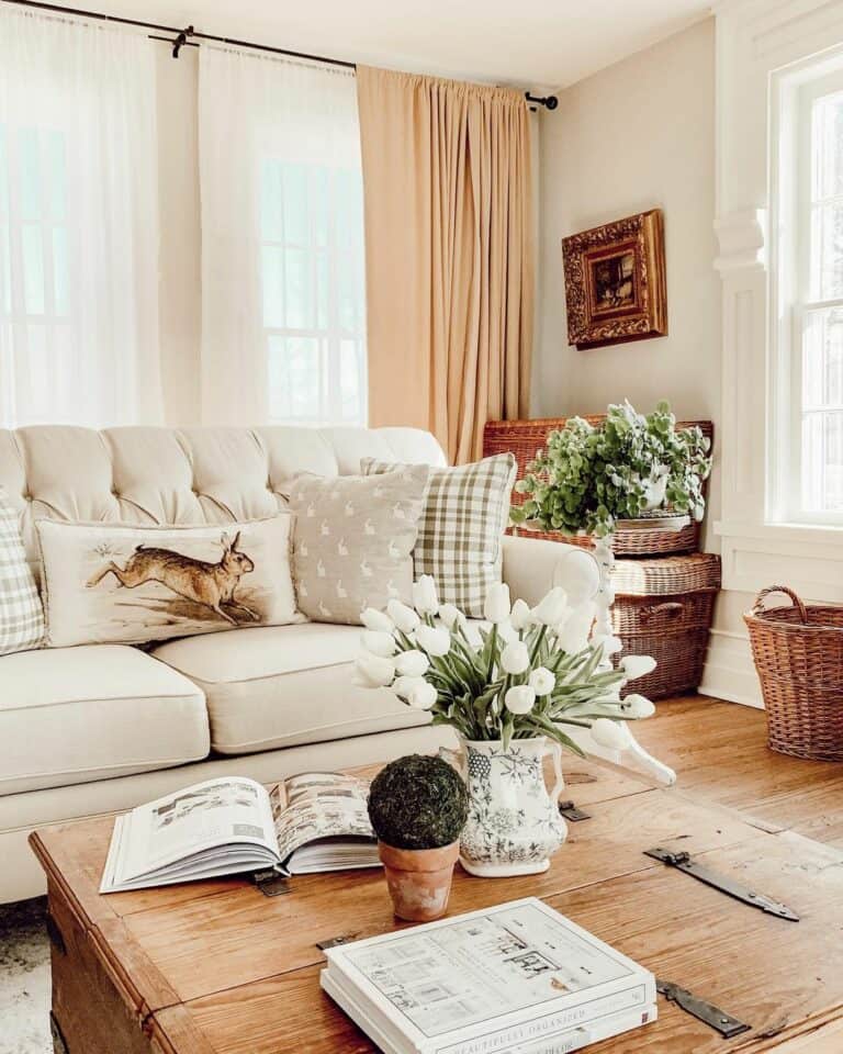 Vintage Wood Living Room Coffee Table