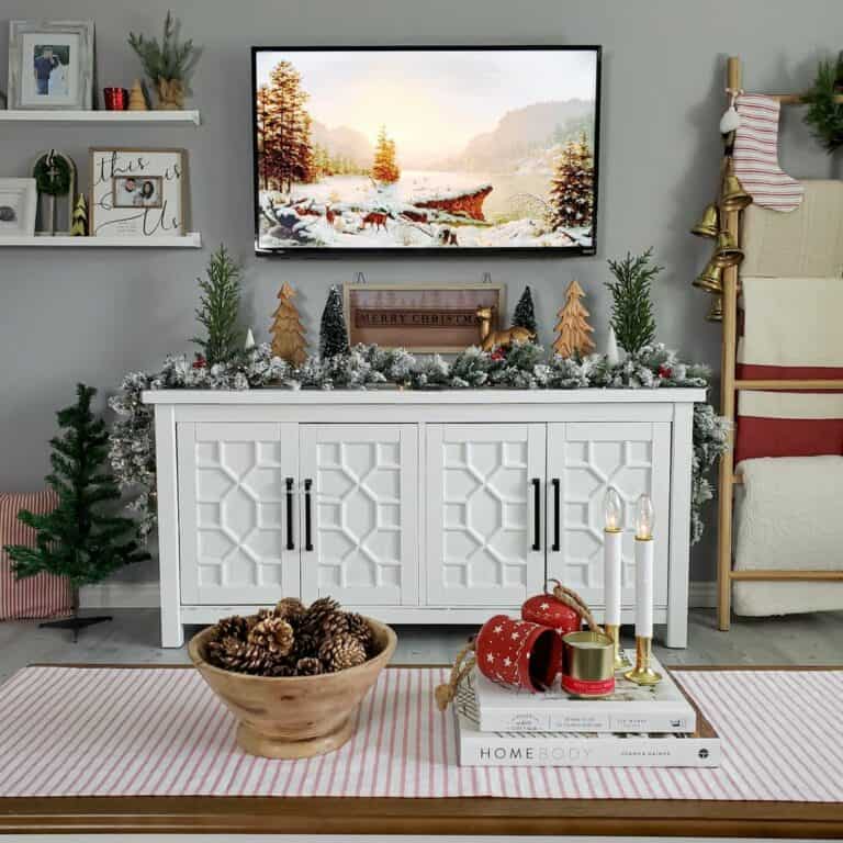 Wall Mounted TV Ideas in Festive Living Room