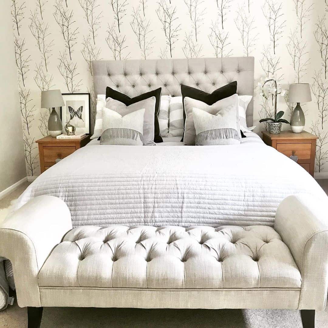 Wallpaper Accent Wall Small Master Bedroom Idea - Soul & Lane