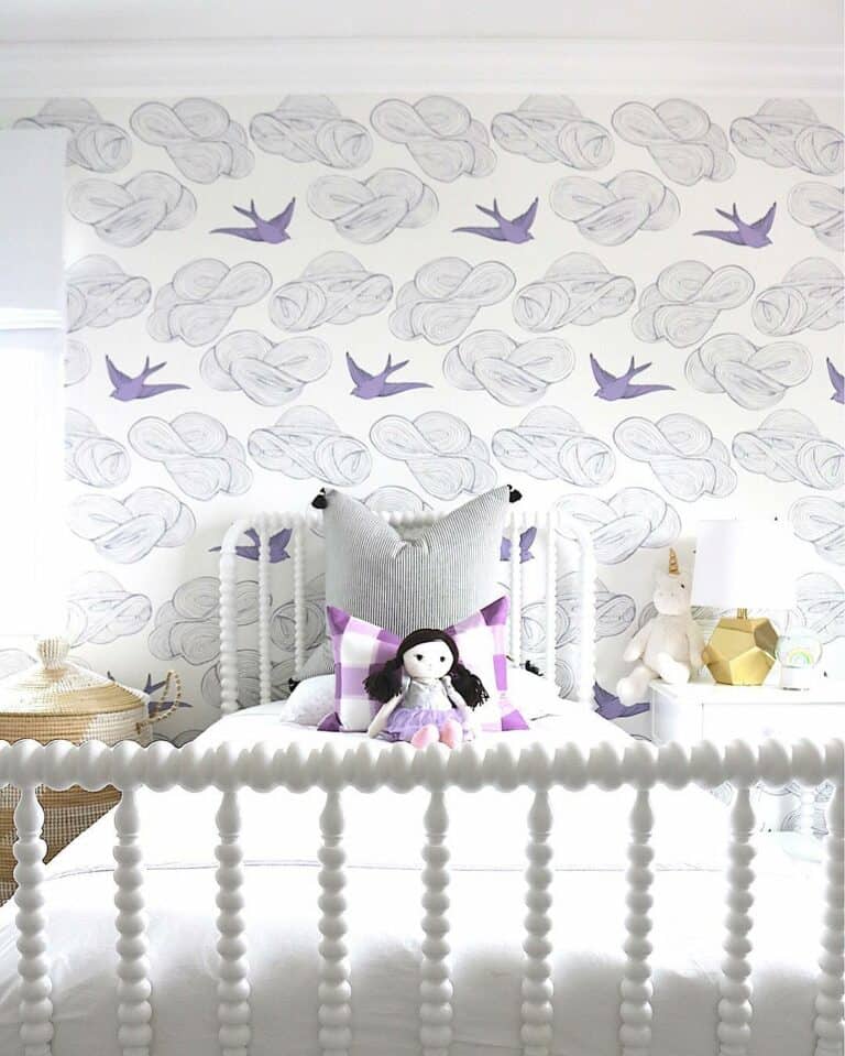 Wallpaper Ideas for a White and Purple-themed Bedroom