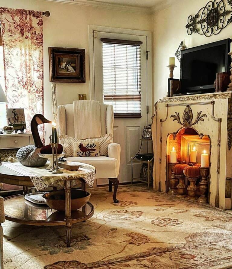 Warm Farmhouse Living Room With Cozy Glow