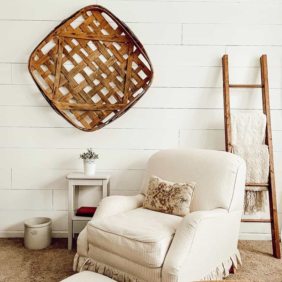 White Armchair With Rustic Accents