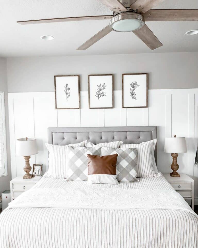 White Bedroom With Botanical Wall Art