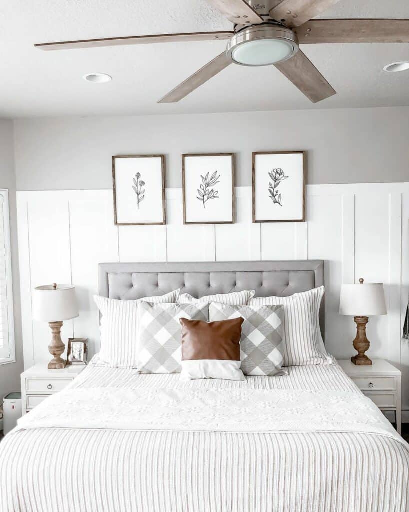 White Bedroom With Botanical Wall Art