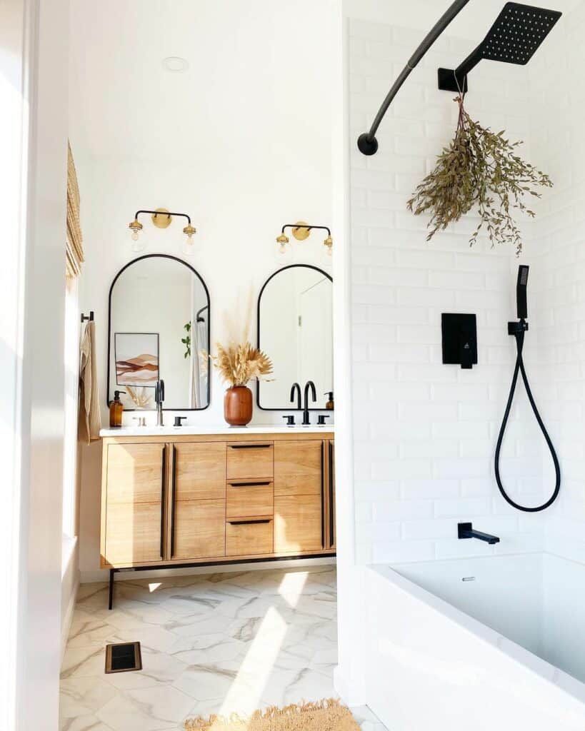 White, Black, and Wood Bathroom Design Soul & Lane