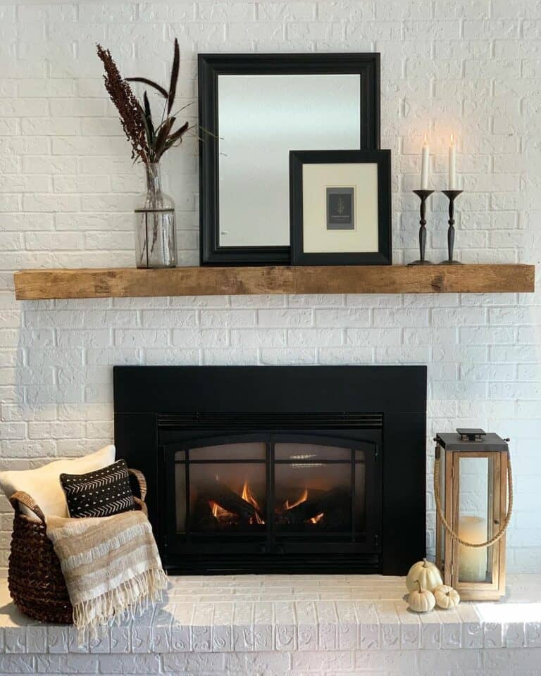White Brick Fireplace With Minimalist Décor