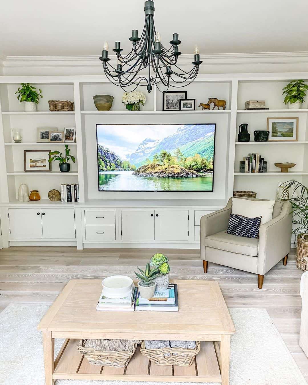 White Builtin TV Room Ideas Soul & Lane