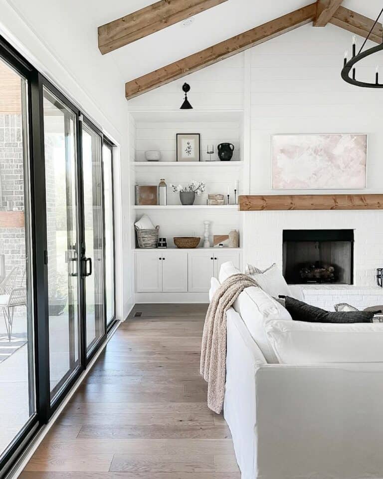 White Built-in Living Room Storage Ideas