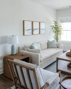White Coastal Living Room Décor Ideas