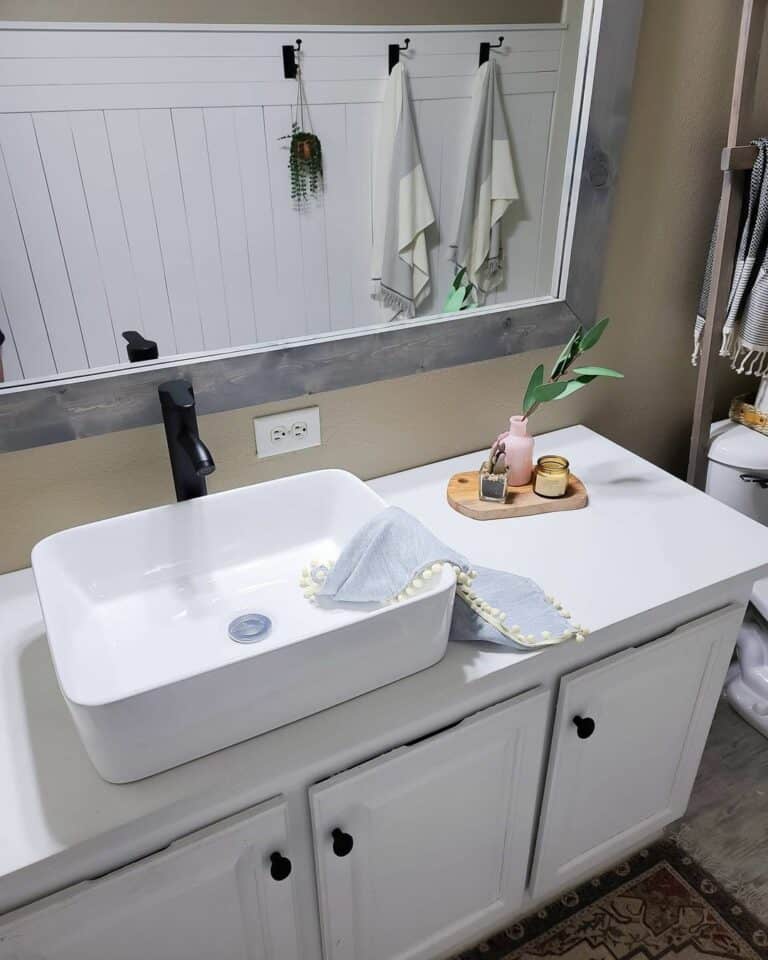 White Concrete Bathroom Countertop Ideas