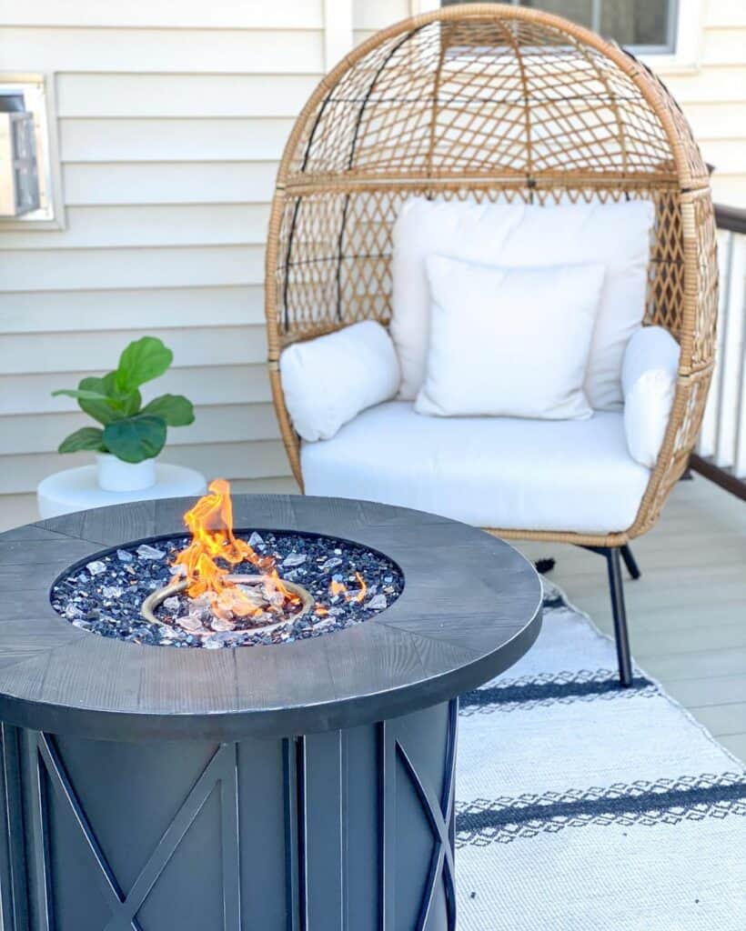 White Cushions in a Wicker Egg Chair