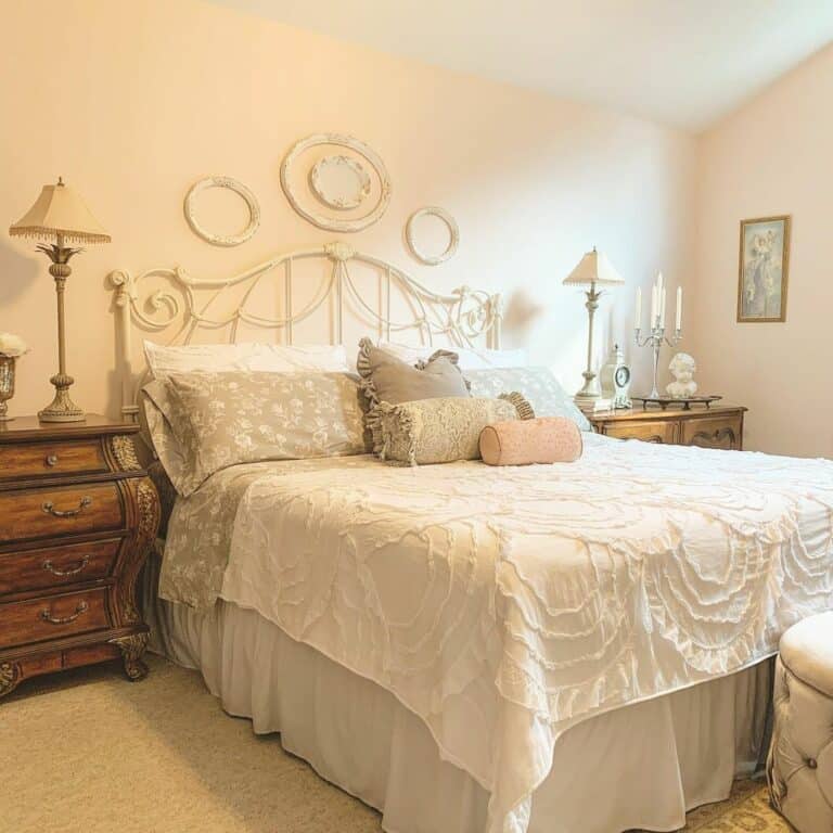 White Décor in Vaulted Bedroom