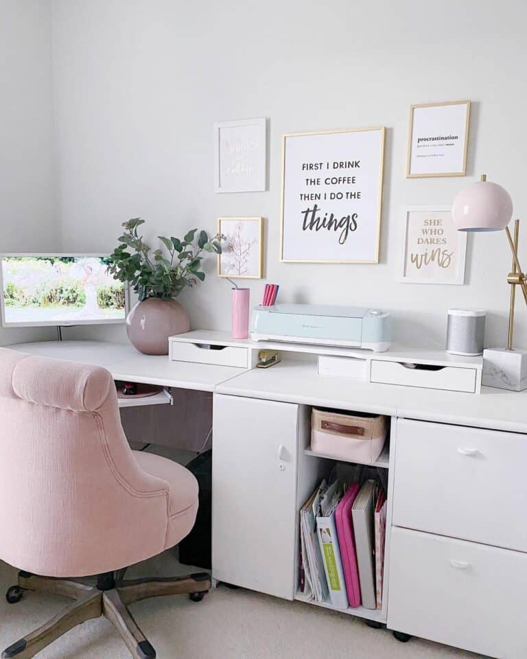 White Desk With Pink Office Chair