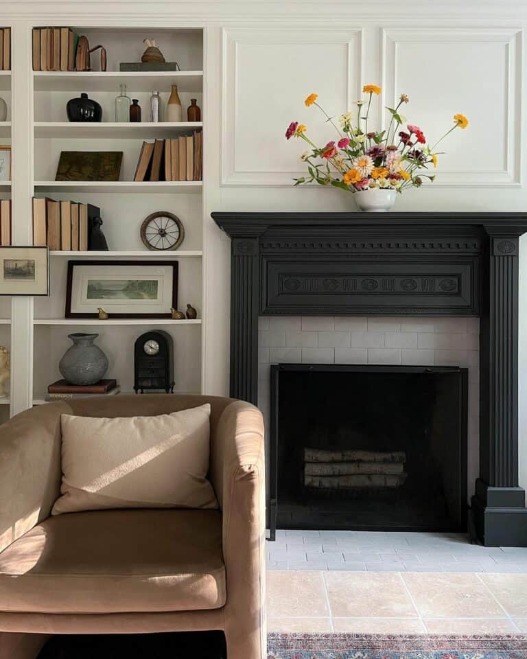 White Dove Benjamin Moore Built-in Shelves