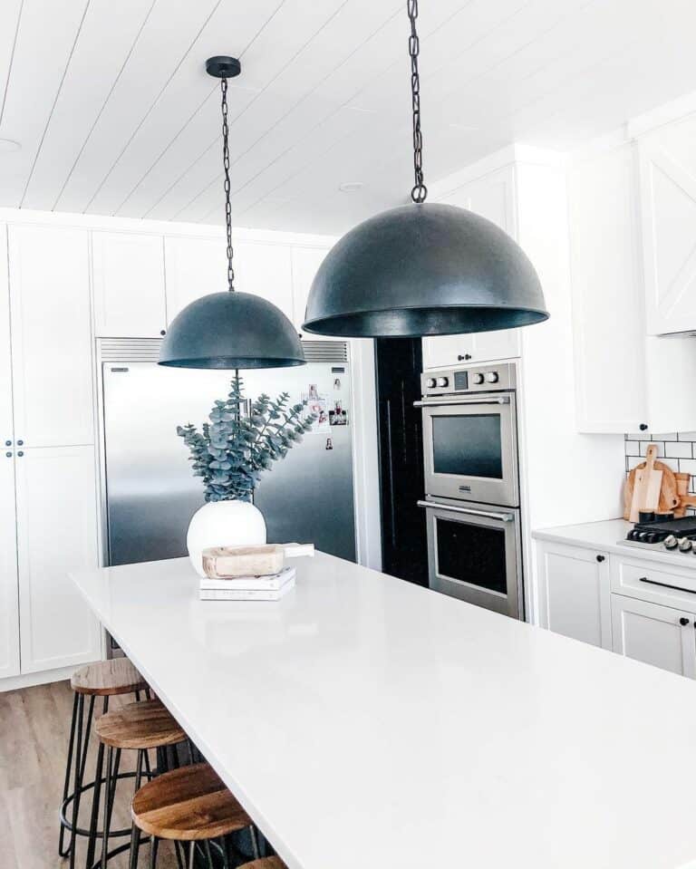 White Farmhouse Kitchen With Quartz Countertop