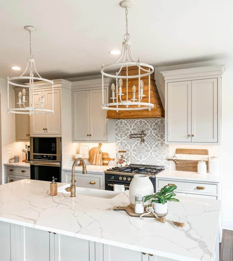 White Farmhouse Kitchen With Warm Wood Accents