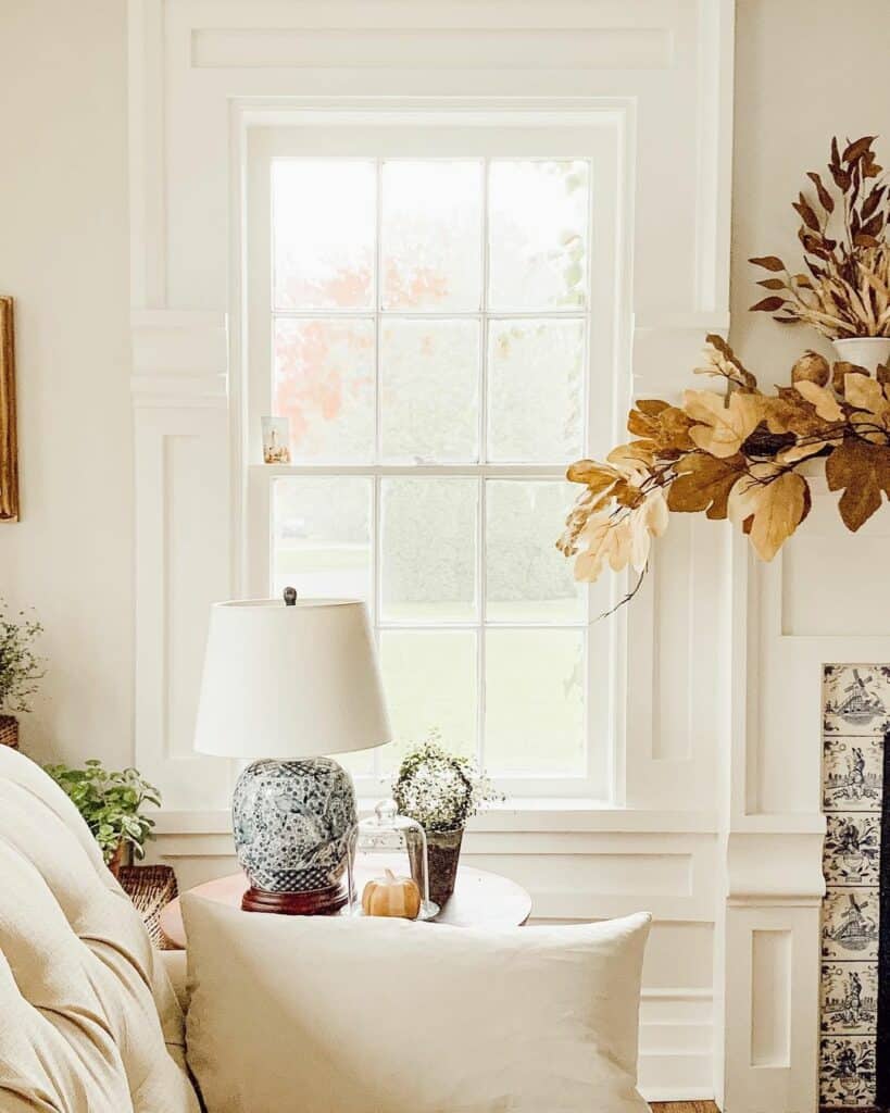 White Farmhouse Window Trim and Walls