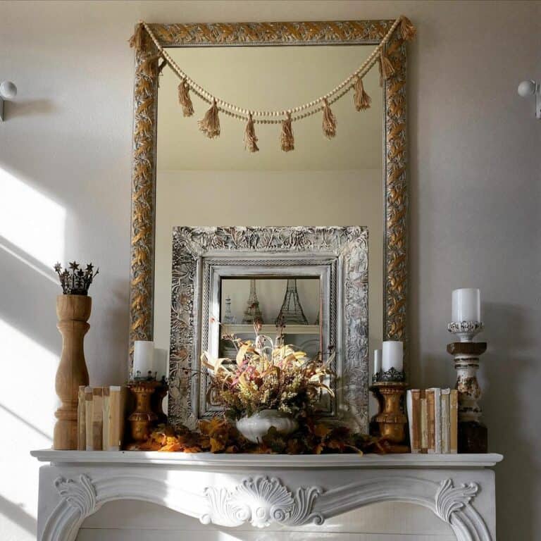 White Fireplace Mantel With Antique Details