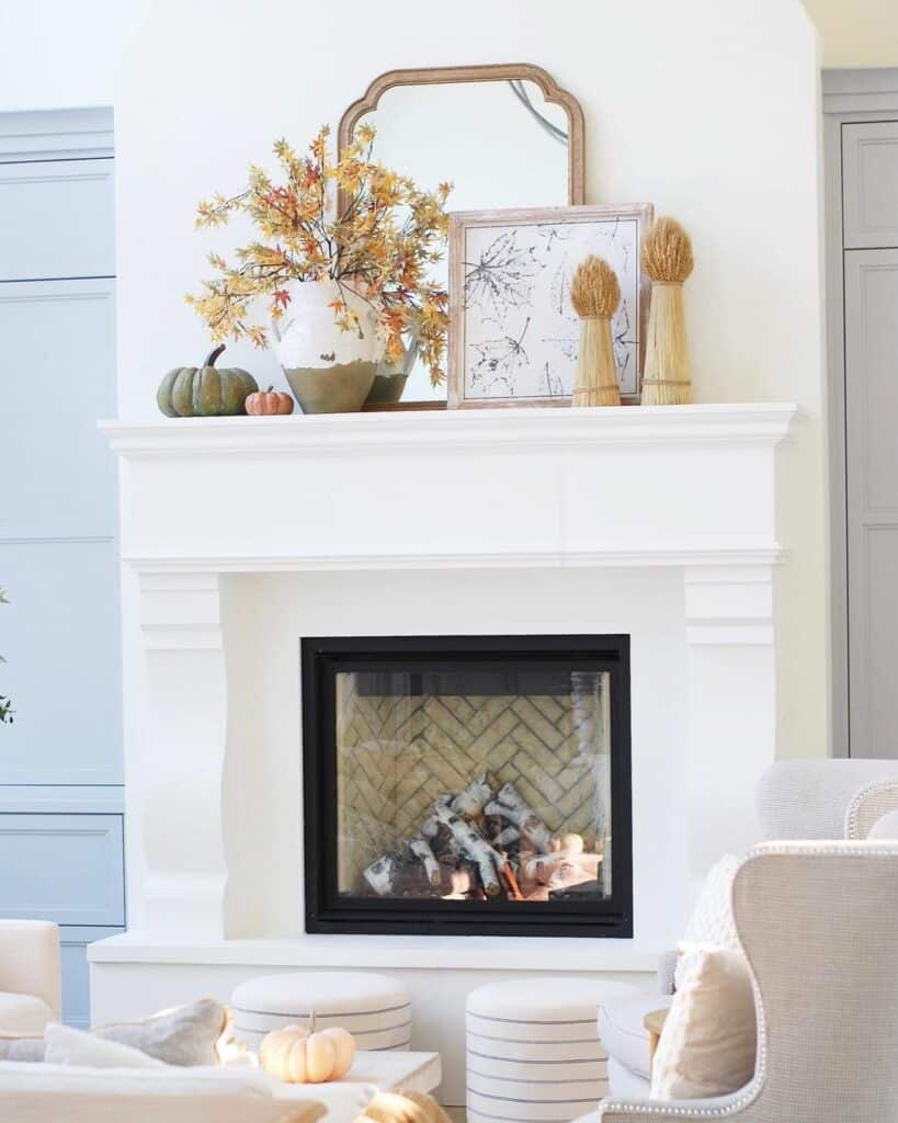 White Fireplace With Harvest Accents - Soul & Lane