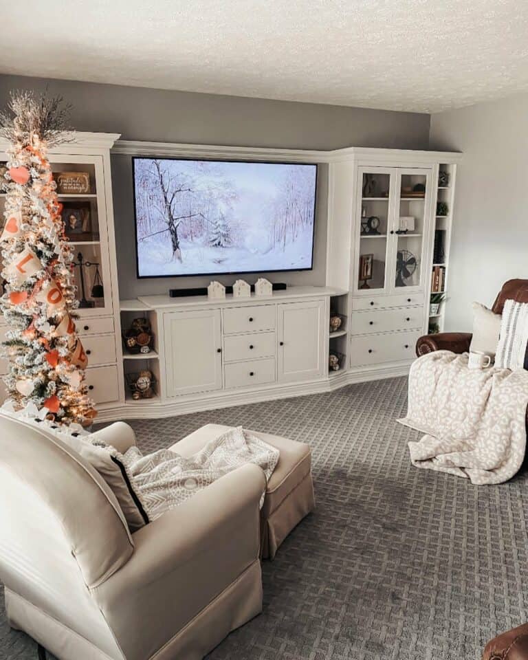 White Hampton Cabinet TV Room Design