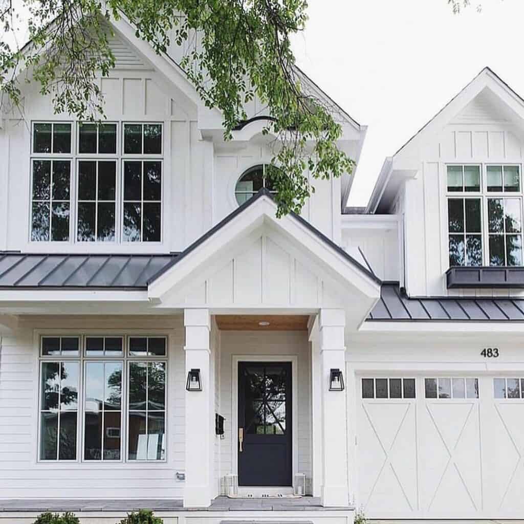 White House With Black Doors and Trim