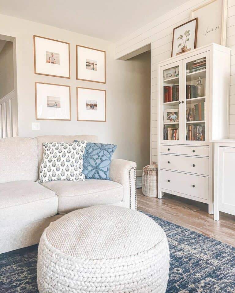 White Hutch Cabinet With Family Library