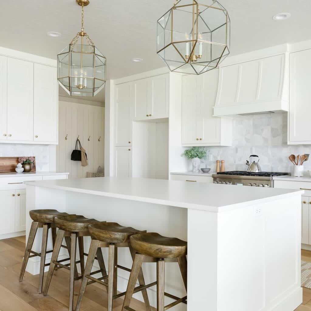 White Kitchen With Gray Backsplash