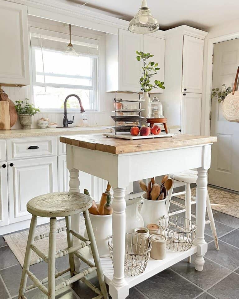 White Kitchen With Small Island