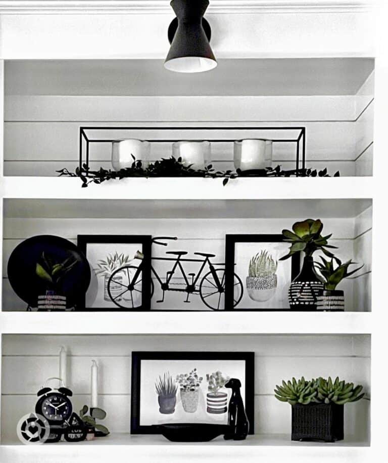 White Living Room With Built-in Shelves