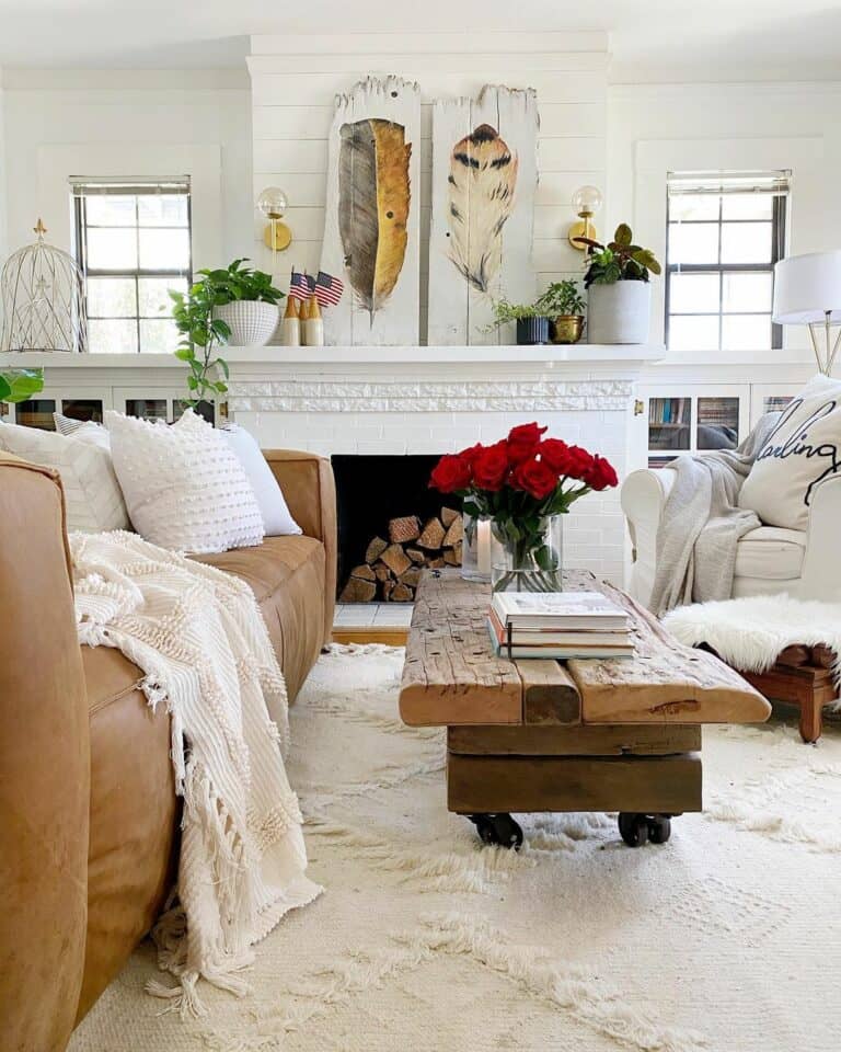 White Living Room With Natural Elements