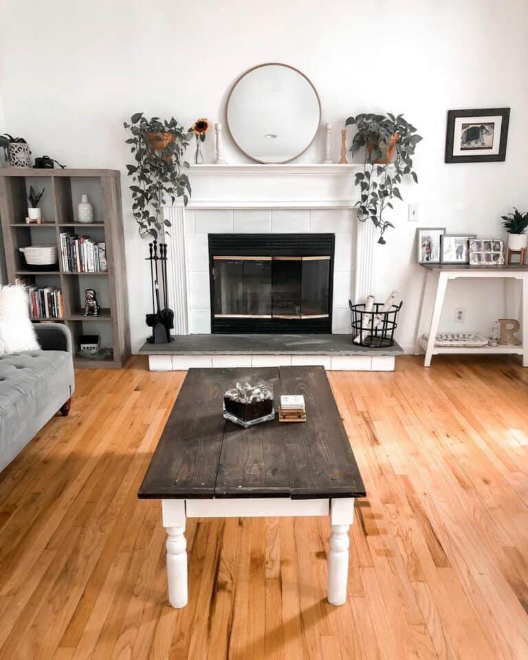 White Mantel With Black Hearth Fireplace