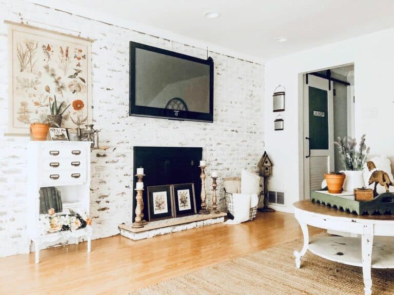 White Painted Brick Wall With Fireplace Soul & Lane