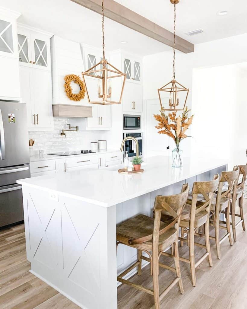 White Quartz Countertops in an All-white Kitchen