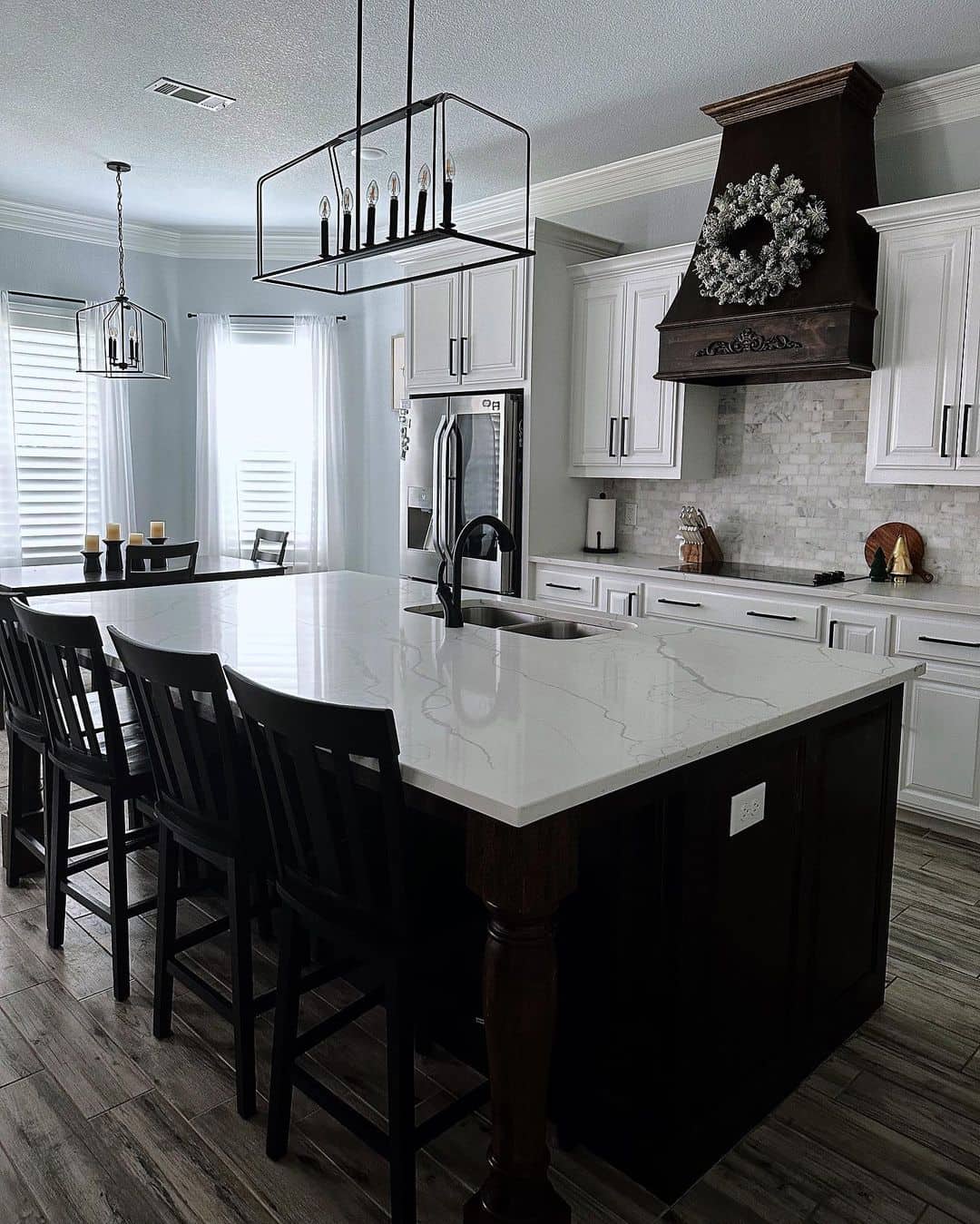 White Quartz Kitchen Countertops With Gray Marbling Soul & Lane