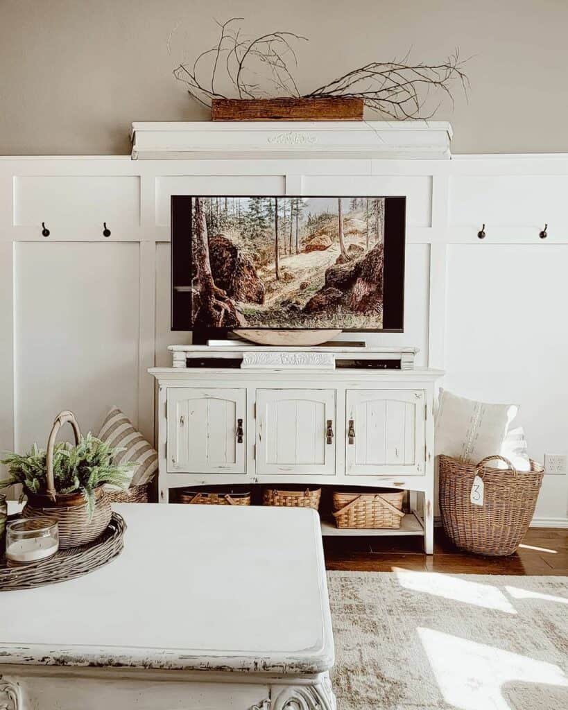 White Rustic Accent TV Entertainment Center Soul & Lane