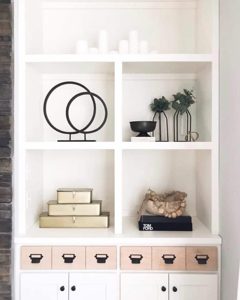 White Shelves With Modern Farmhouse Décor