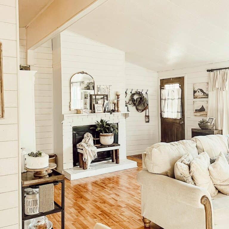 White Shiplap Farmhouse Living Room