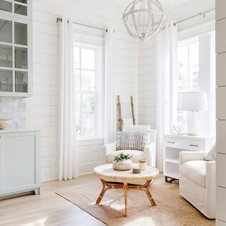White Shiplap Space With Round Table