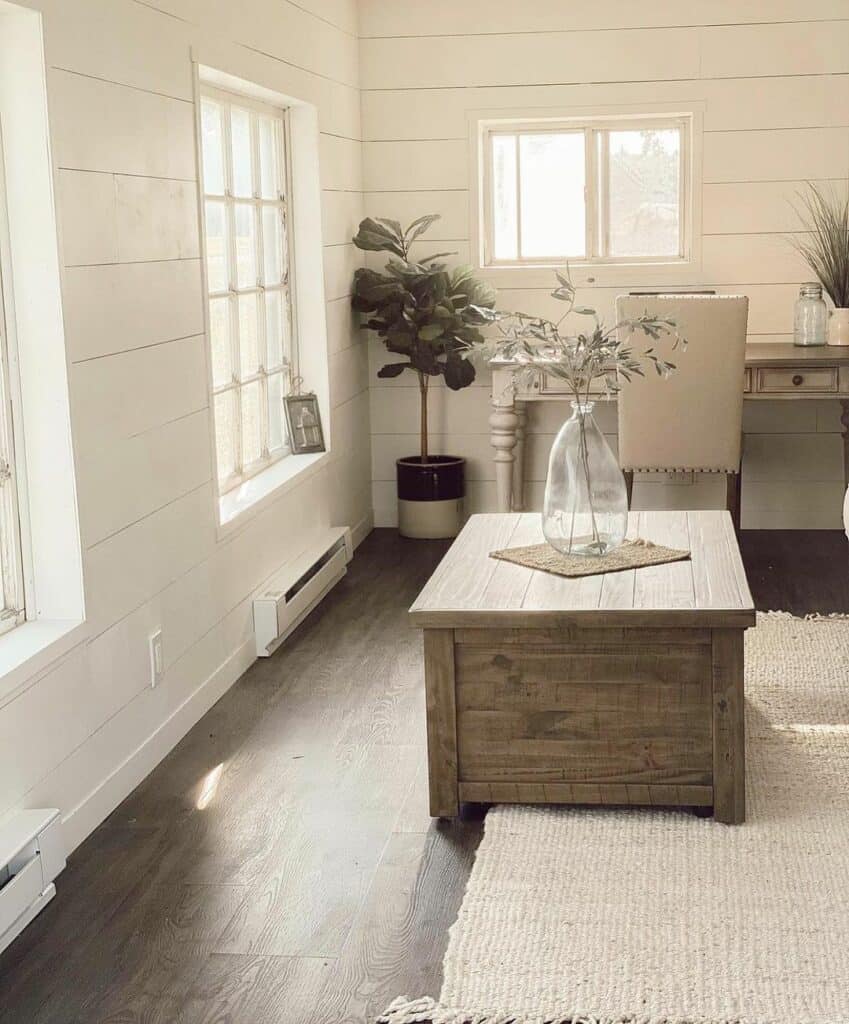 White Shiplap Walls With Windows