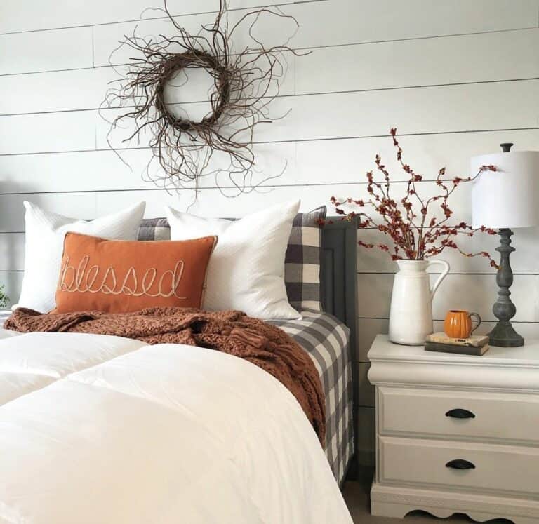 White Shiplap and Gingham Sheets