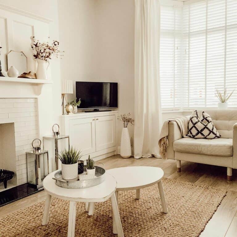 White TV Room With Luxurious Accents