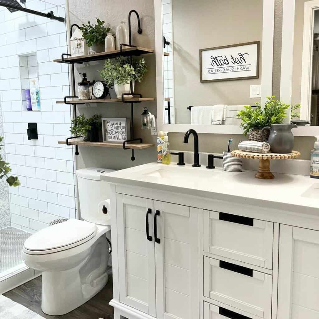 White Tile and Black Hardware