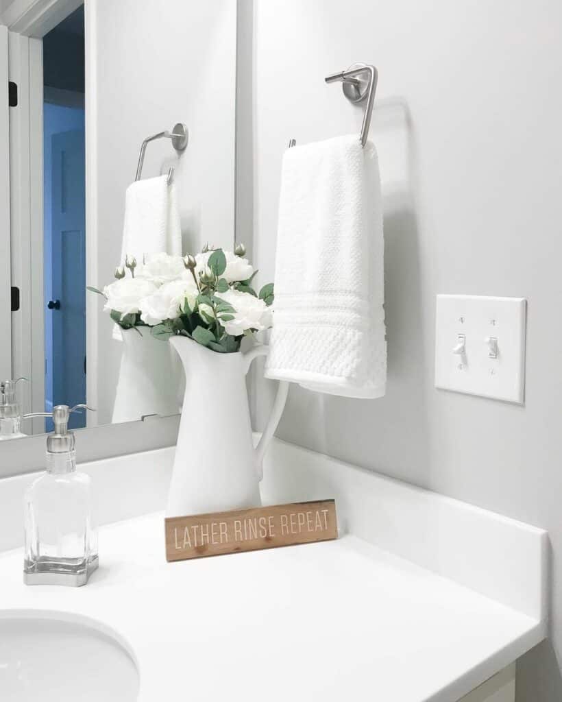 White Vanity Countertop With Matching Accessories