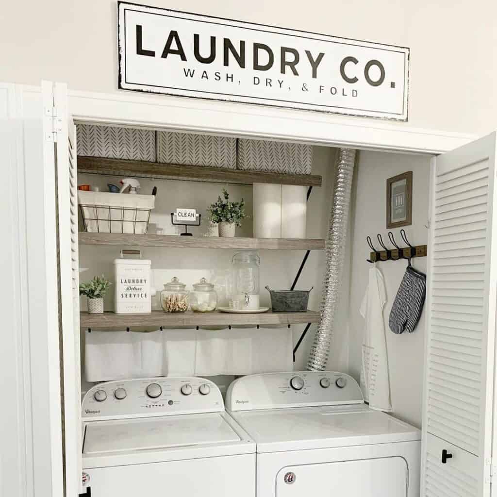 White Washer and Dryer in a Small Closet