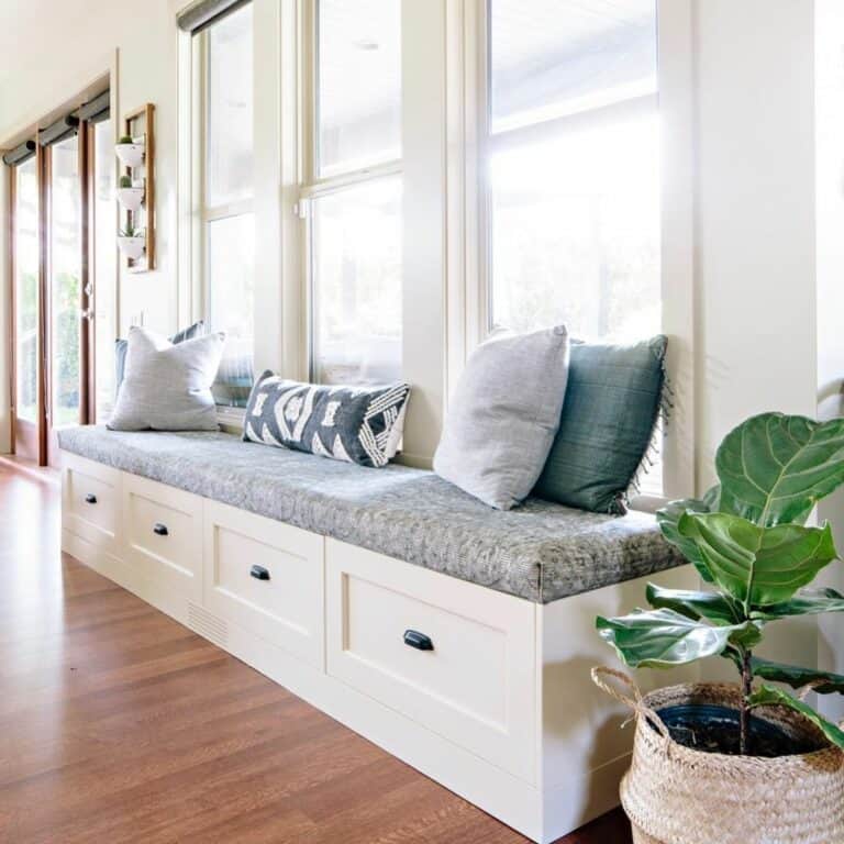 White Window Bench With Storage